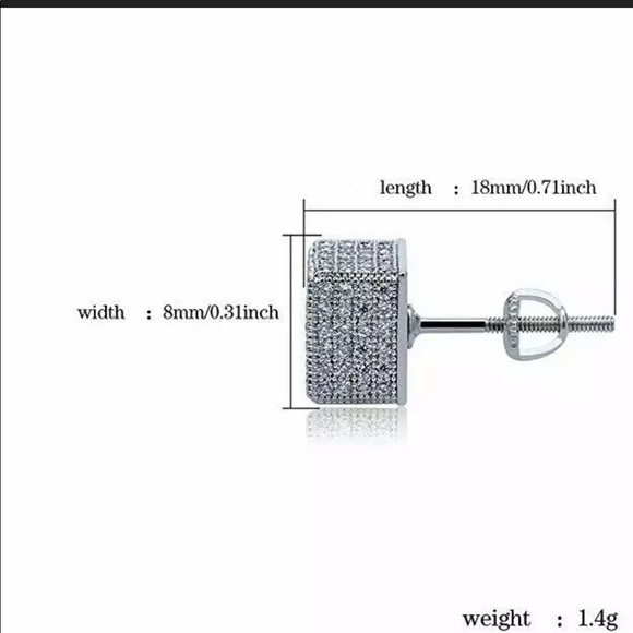 2 Carat Round in18K White Gold Plated Stud Earring - Picture 3 of 4